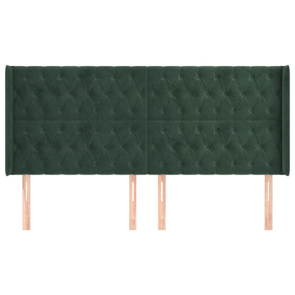 Testiera ad Orecchio Verde Scuro 203x16x118/128 cm in Velluto