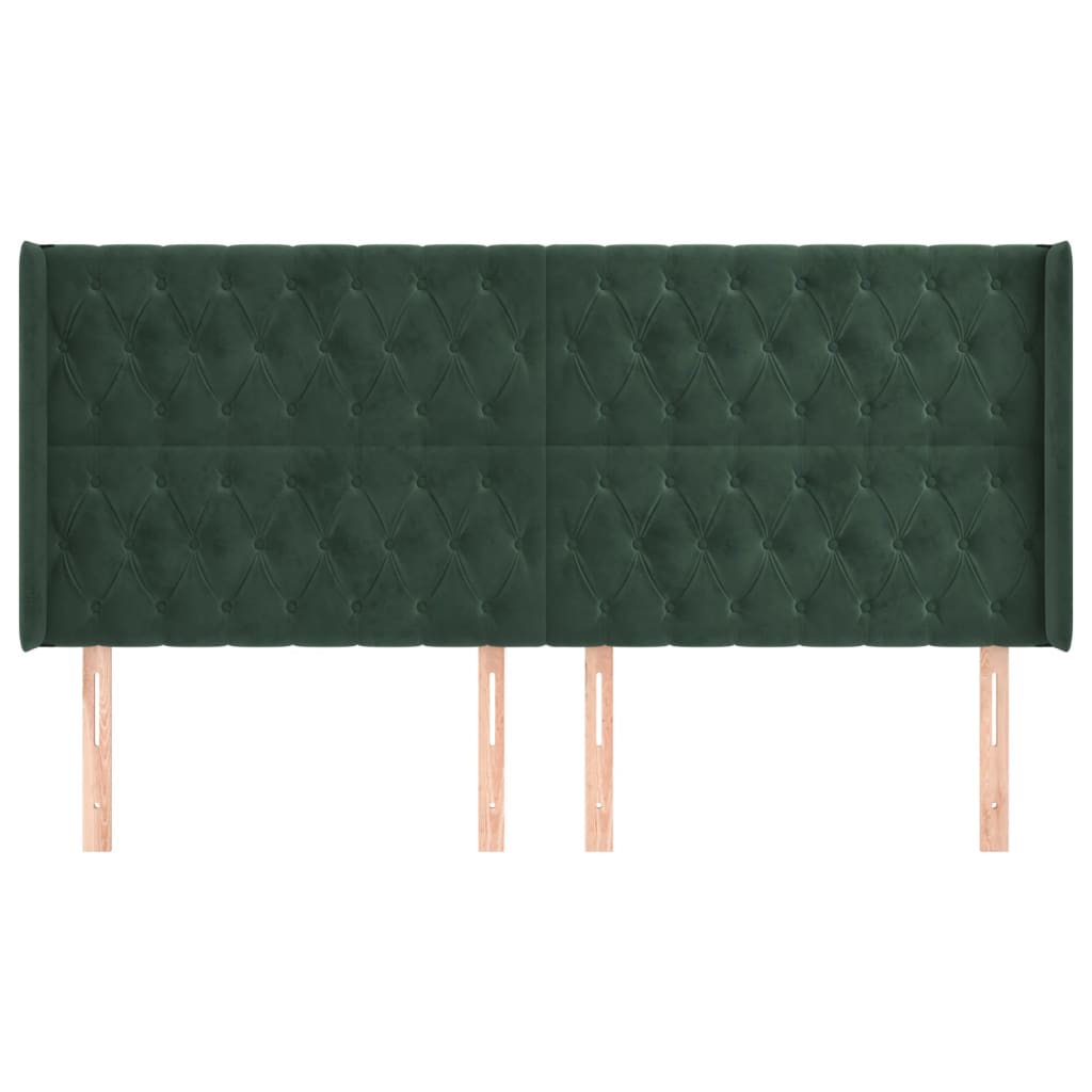 Testiera ad Orecchio Verde Scuro 203x16x118/128 cm in Velluto
