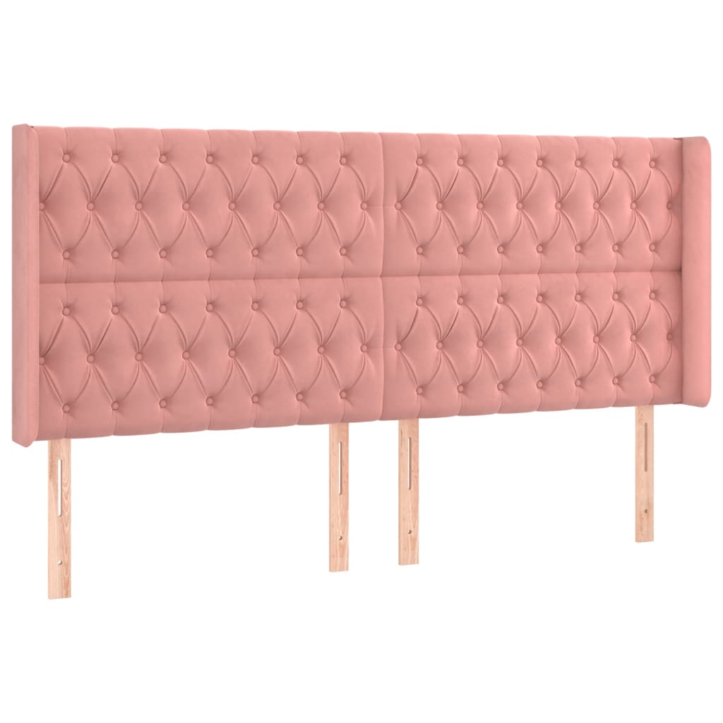 Testiera ad Orecchio Rosa 203x16x118/128 cm in Velluto