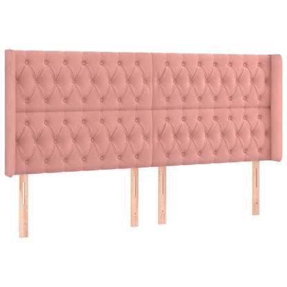 Testiera ad Orecchio Rosa 203x16x118/128 cm in Velluto