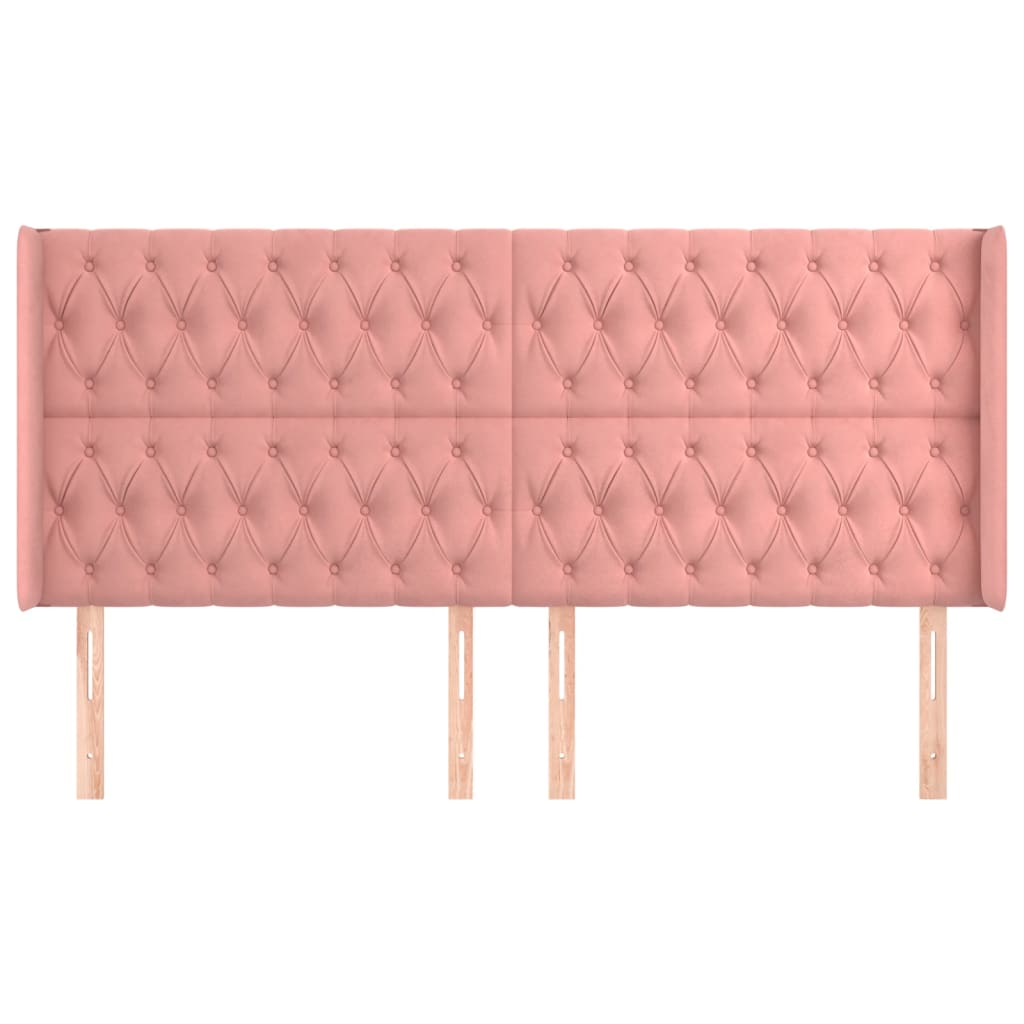 Testiera ad Orecchio Rosa 203x16x118/128 cm in Velluto