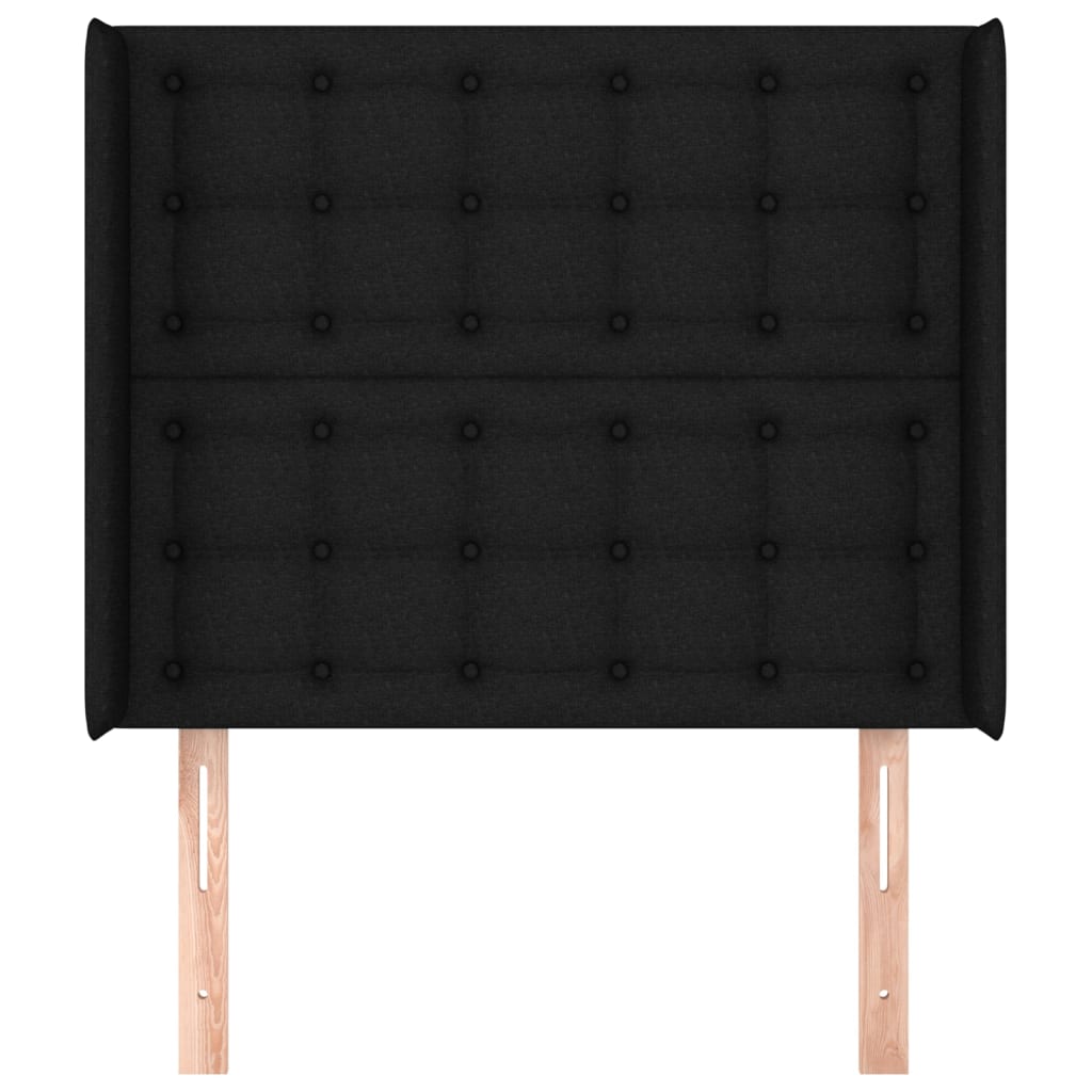 Testiera ad Orecchio Nera 83x16x118/128 cm in Tessuto