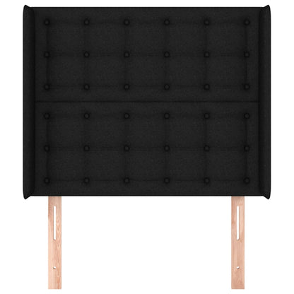 Testiera ad Orecchio Nera 83x16x118/128 cm in Tessuto