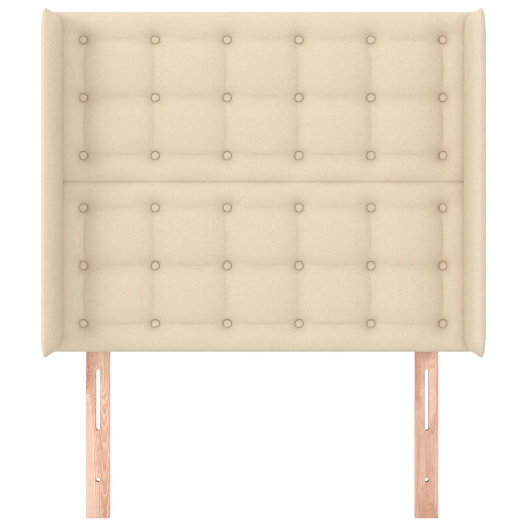 Testiera ad Orecchio Crema 83x16x118/128 cm in Tessuto