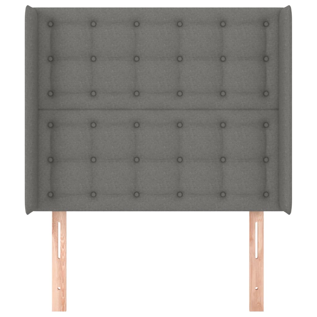 Testiera ad Orecchio Grigio Scuro 93x16x118/128 cm in Tessuto