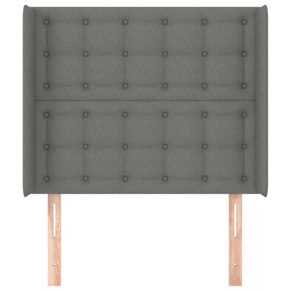 Testiera ad Orecchio Grigio Scuro 93x16x118/128 cm in Tessuto