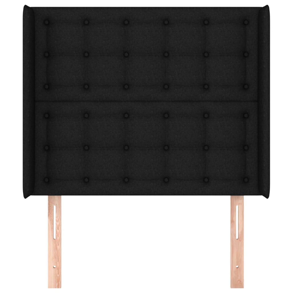 Testiera ad Orecchio Nera 103x16x118/128 cm in Tessuto