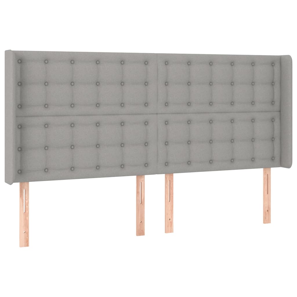 Testiera ad Orecchio Grigio Chiaro 163x16x118/128 cm in Tessuto