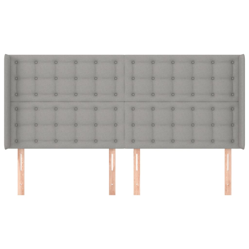 Testiera ad Orecchio Grigio Chiaro 183x16x118/128 cm in Tessuto
