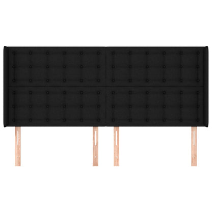 Testiera ad Orecchio Nera 183x16x118/128 cm in Tessuto