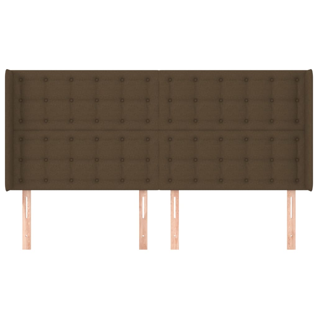 Testiera ad Orecchio Marrone Scuro 183x16x118/128 cm in Tessuto