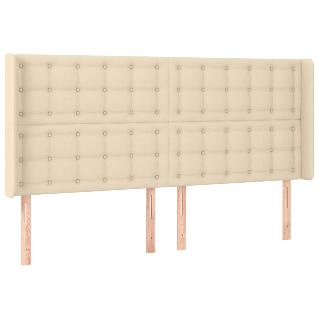 Testiera ad Orecchio Crema 183x16x118/128 cm in Tessuto