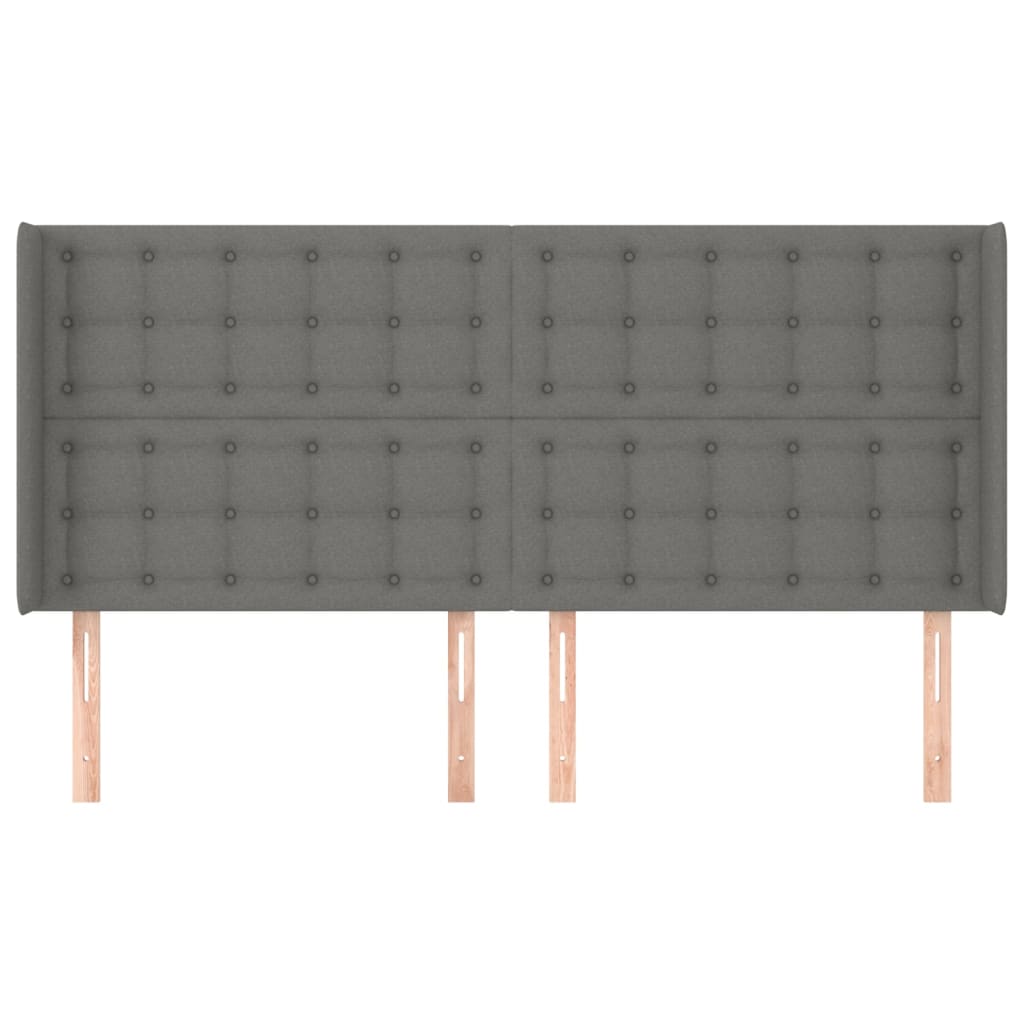 Testiera ad Orecchio GrigioScuro 203x16x118/128cm in Tessuto
