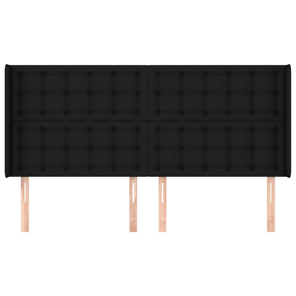 Testiera ad Orecchio Nera 203x16x118/128 cm in Tessuto
