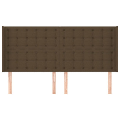 Testiera ad Orecchio Marrone Scuro 203x16x118/128 cm in Tessuto