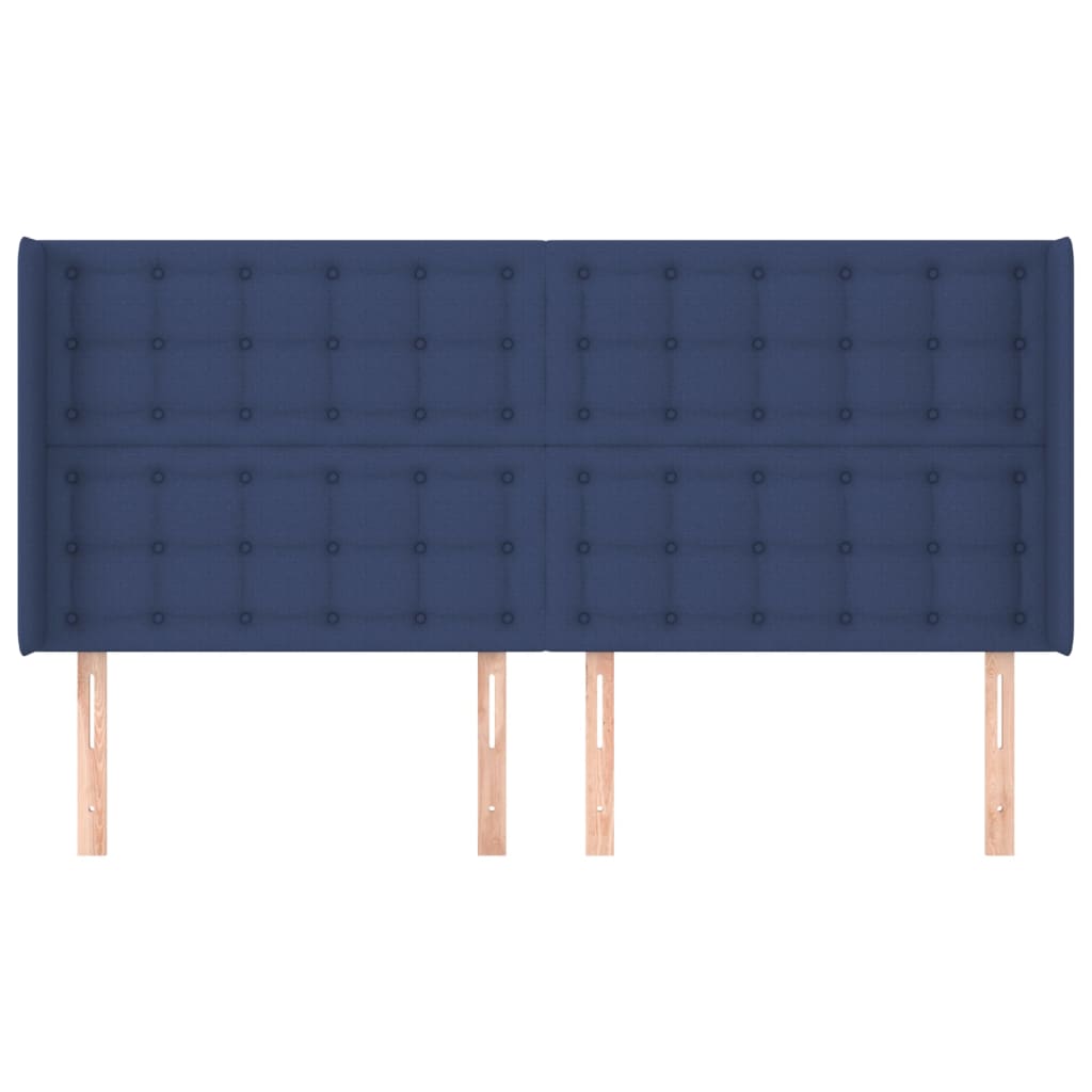 Testiera ad Orecchio Blu 203x16x118/128 cm in Tessuto