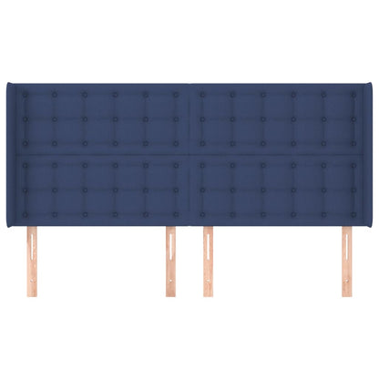 Testiera ad Orecchio Blu 203x16x118/128 cm in Tessuto