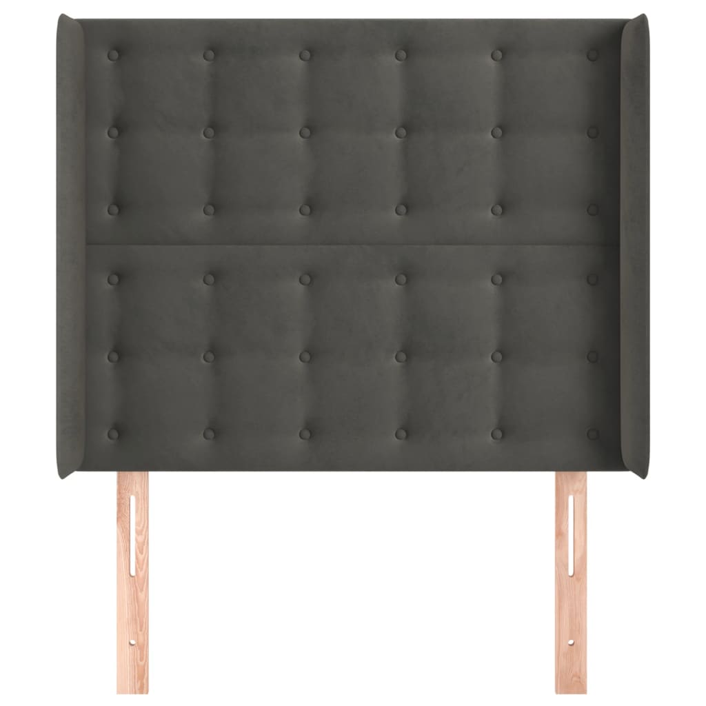Testiera ad Orecchio Grigio Scuro 83x16x118/128 cm in Velluto