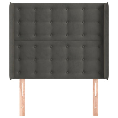 Testiera ad Orecchio Grigio Scuro 83x16x118/128 cm in Velluto