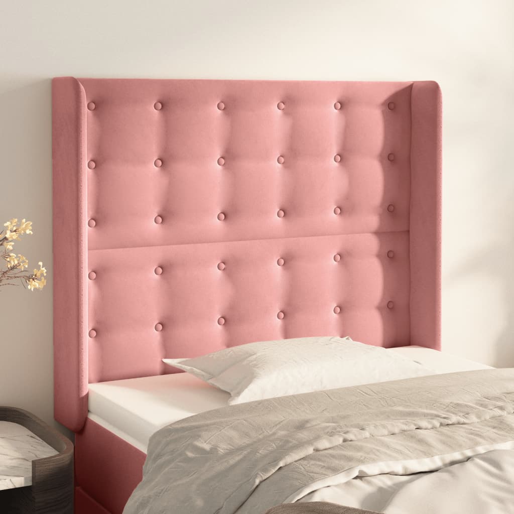 Testiera ad Orecchio Nera 83x16x118/128 cm in Velluto
