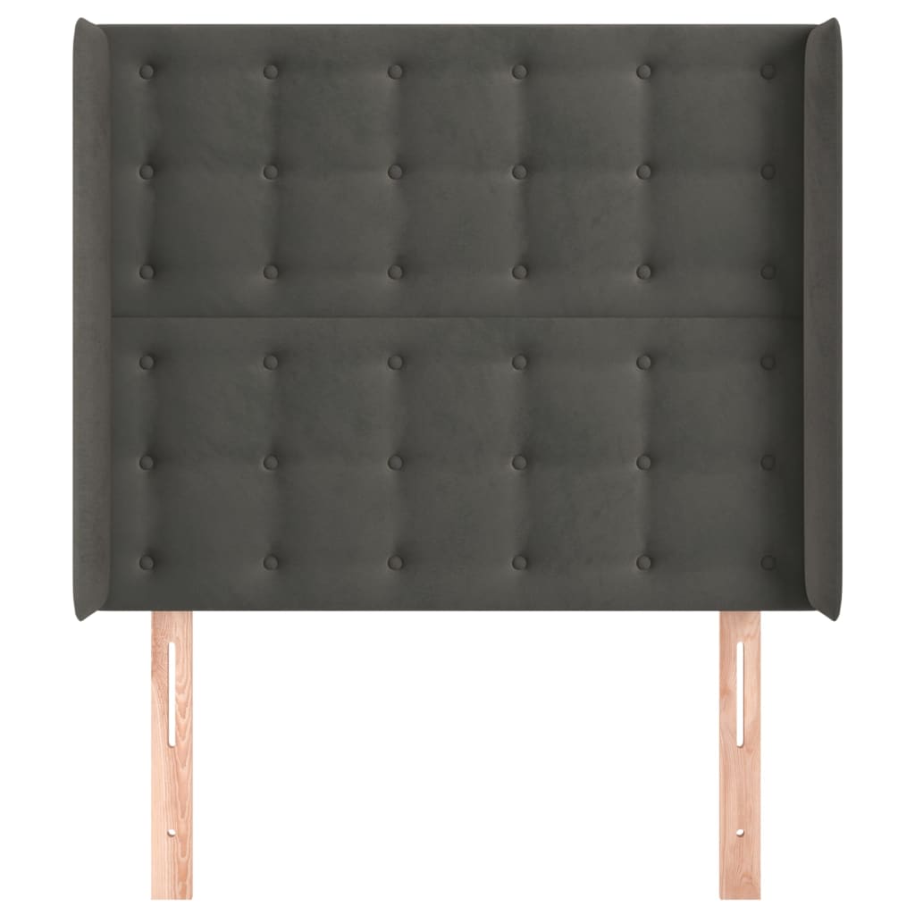 Testiera ad Orecchio Grigio Scuro 93x16x118/128 cm in Velluto