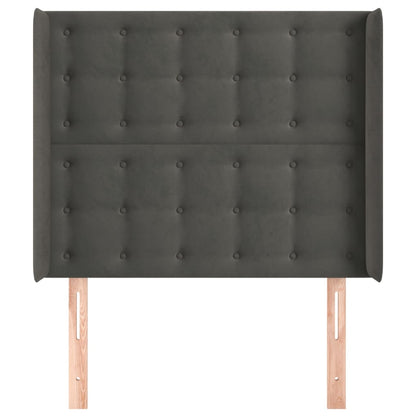 Testiera ad Orecchio Grigio Scuro 93x16x118/128 cm in Velluto