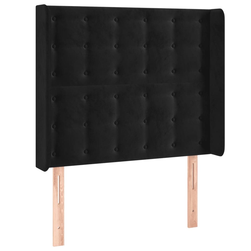 Testiera ad Orecchio Nera 93x16x118/128 cm in Velluto