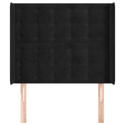 Testiera ad Orecchio Nera 93x16x118/128 cm in Velluto