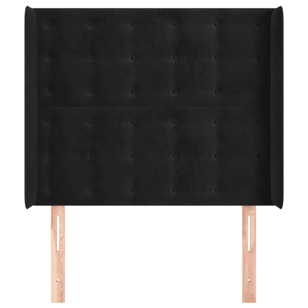 Testiera ad Orecchio Nera 93x16x118/128 cm in Velluto
