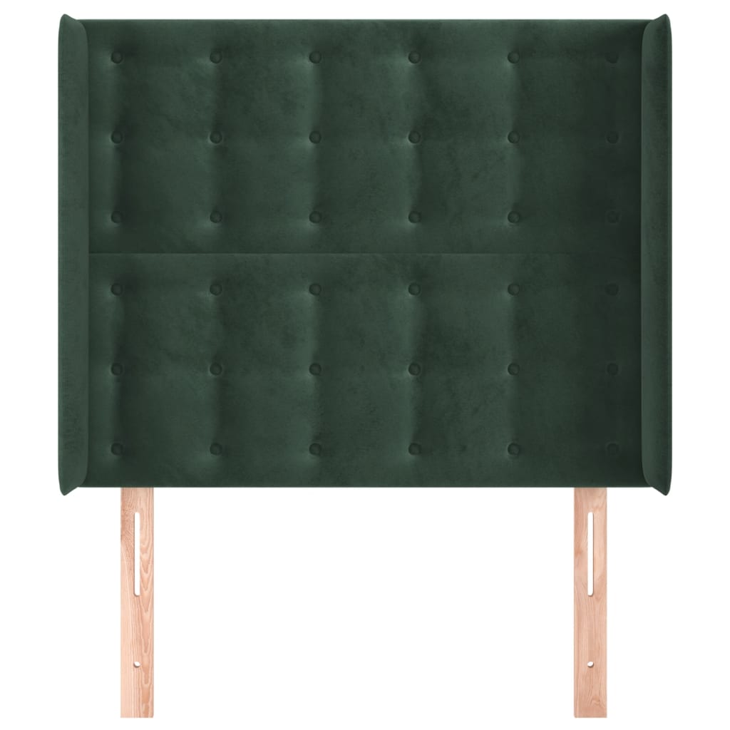 Testiera ad Orecchio Verde Scuro 93x16x118/128 cm in Velluto