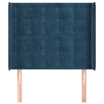 Testiera ad Orecchio Blu Scuro 93x16x118/128 cm in Velluto