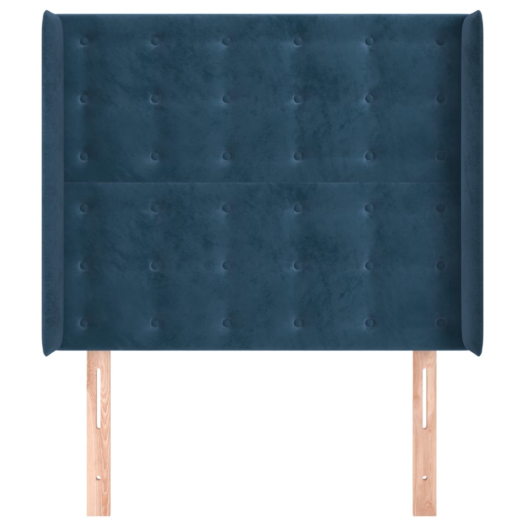 Testiera ad Orecchio Blu Scuro 93x16x118/128 cm in Velluto
