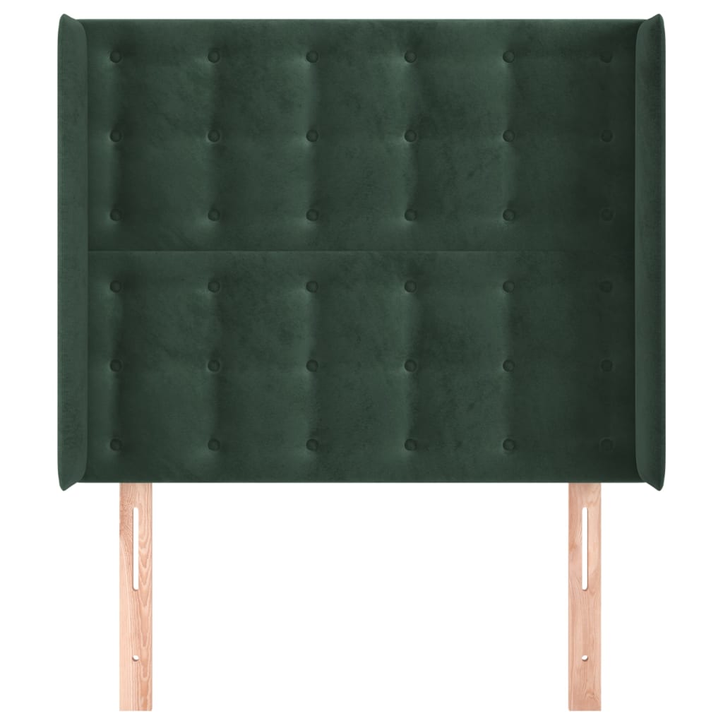 Testiera ad Orecchio Verde Scuro 103x16x118/128cm in Velluto