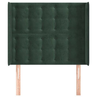Testiera ad Orecchio Verde Scuro 103x16x118/128cm in Velluto