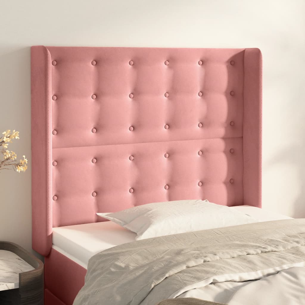 Testiera ad Orecchio Nera 103x16x118/128 cm in Velluto