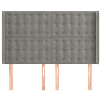 Testiera ad Orecchio Grigio Chiaro 147x16x118/128 cm in Velluto