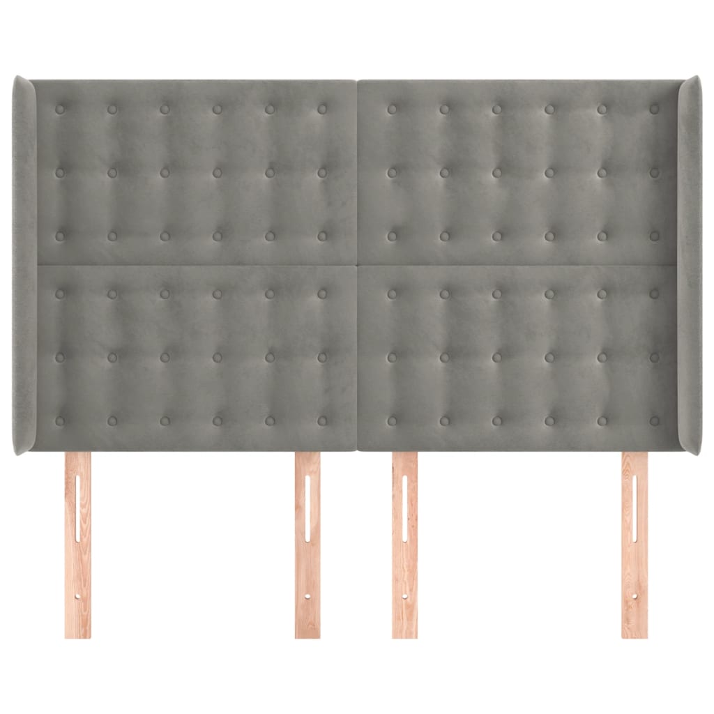 Testiera ad Orecchio Grigio Chiaro 147x16x118/128 cm in Velluto