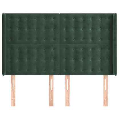 Testiera ad Orecchio Verde Scuro 147x23x118/128cm in Velluto