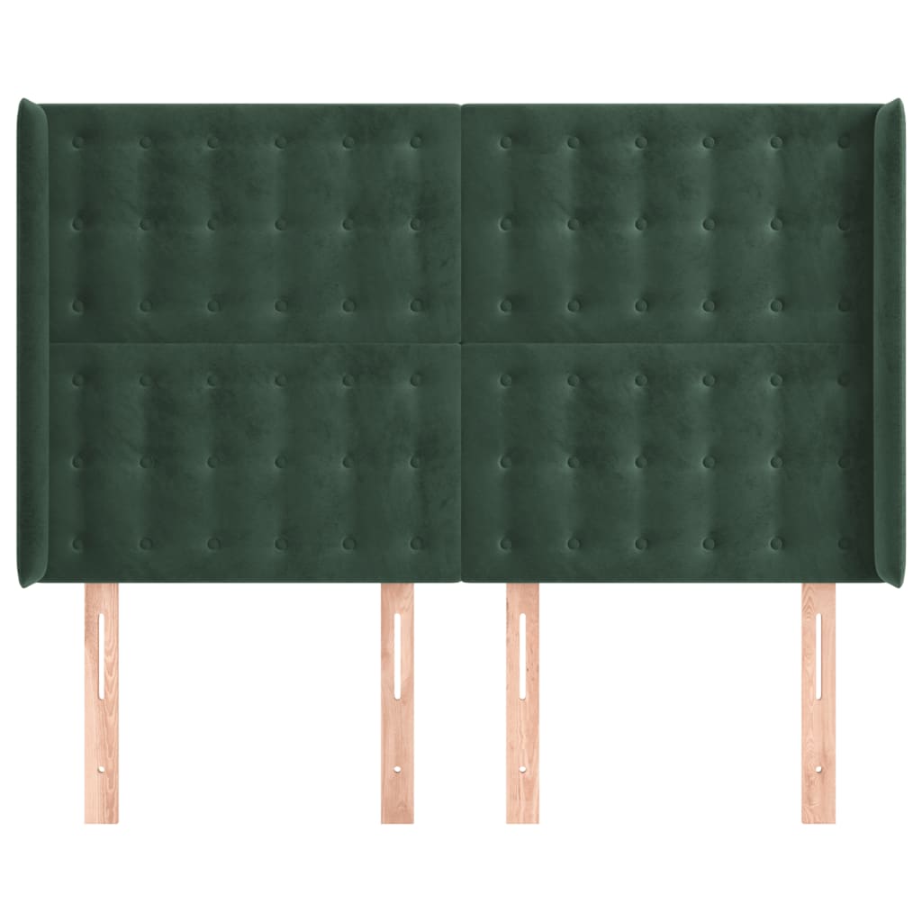 Testiera ad Orecchio Verde Scuro 147x23x118/128cm in Velluto