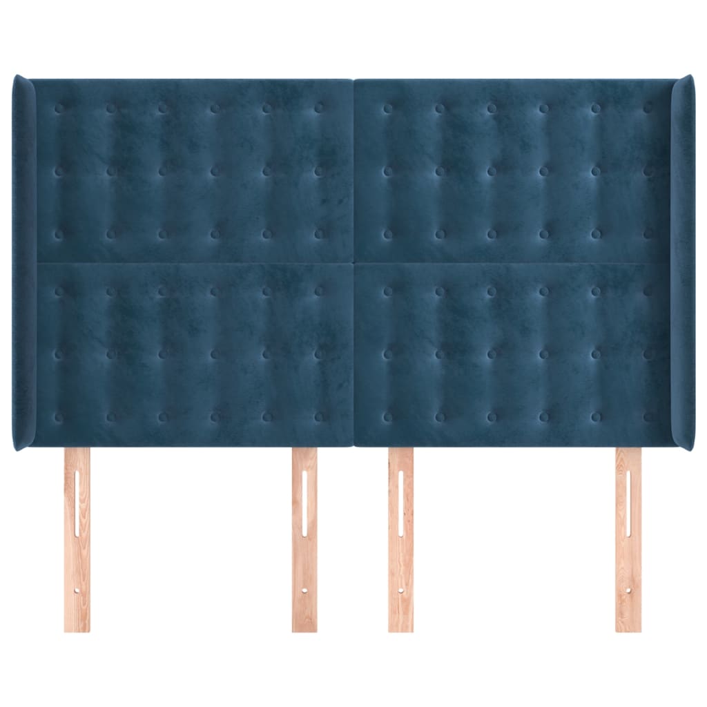 Testiera ad Orecchio Blu Scuro 147x16x118/128 cm in Velluto