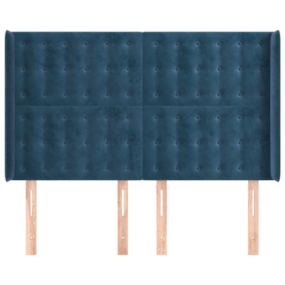 Testiera ad Orecchio Blu Scuro 147x16x118/128 cm in Velluto