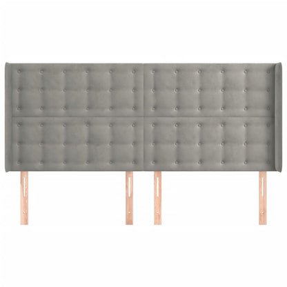 Testiera ad Orecchio Grigio Chiaro 163x16x118/128 cm in Velluto