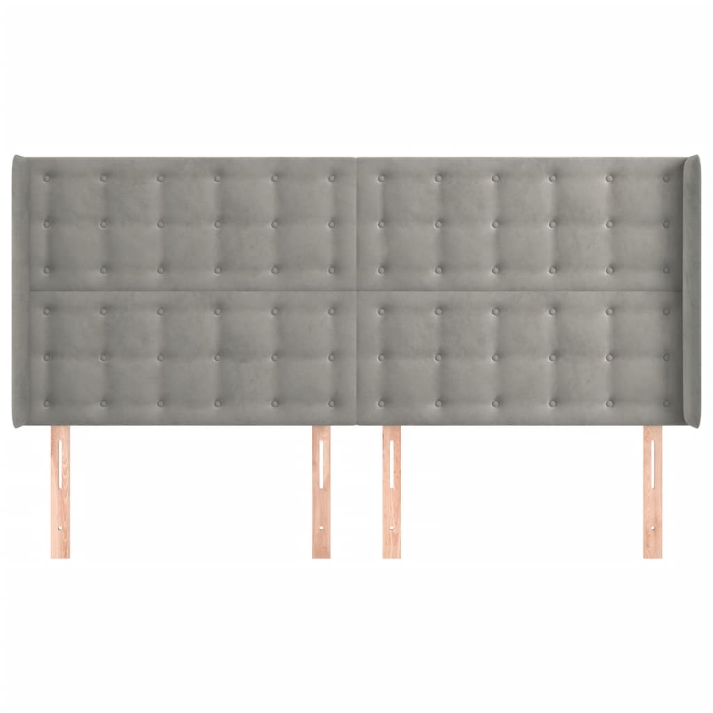 Testiera ad Orecchio Grigio Chiaro 163x16x118/128 cm in Velluto