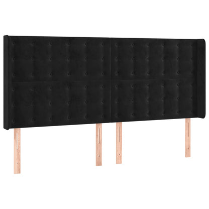 Testiera ad Orecchio Nera 163x16x118/128 cm in Velluto