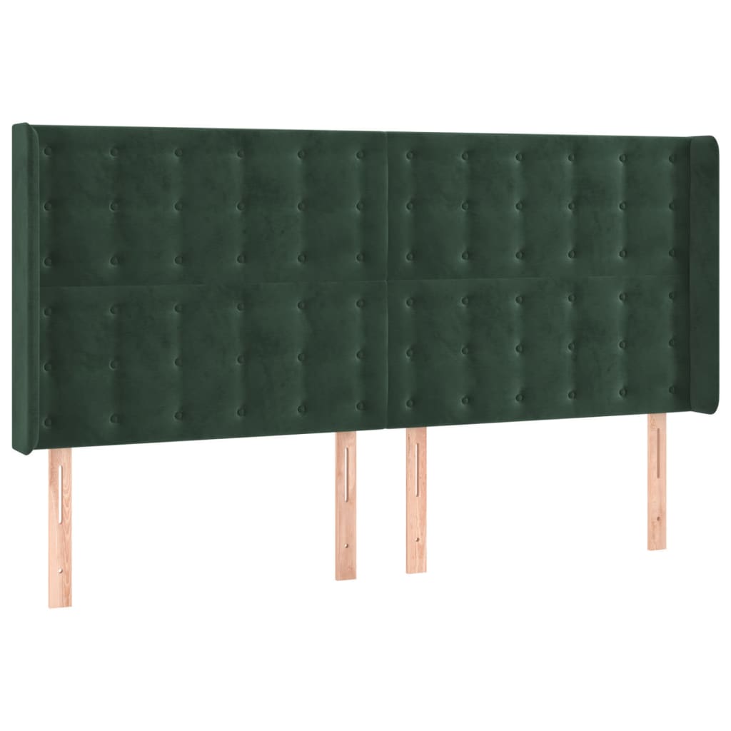 Testiera ad Orecchio Verde Scuro 163x16x118/128 cm in Velluto
