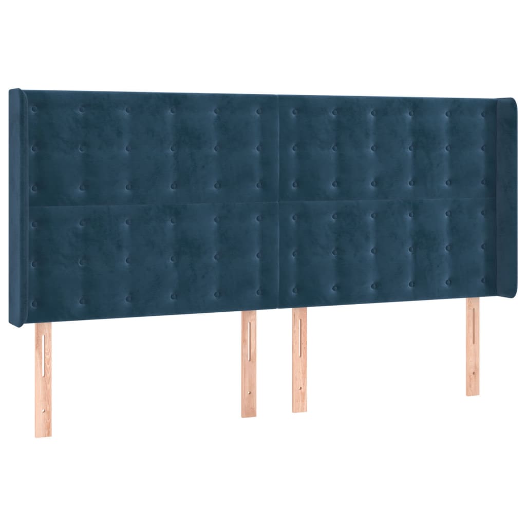 Testiera ad Orecchio Blu Scuro 163x16x118/128 cm in Velluto