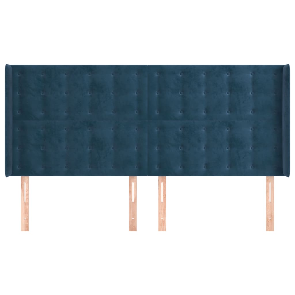 Testiera ad Orecchio Blu Scuro 163x16x118/128 cm in Velluto