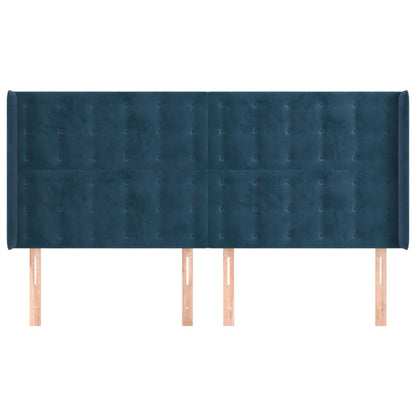 Testiera ad Orecchio Blu Scuro 163x16x118/128 cm in Velluto