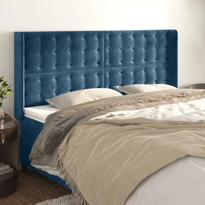 Testiera ad Orecchio Blu Scuro 163x16x118/128 cm in Velluto