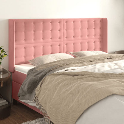 Testiera ad Orecchio Rosa 163x16x118/128 cm in Velluto